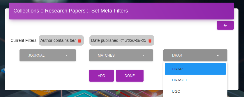 Meta filters - update to the interface